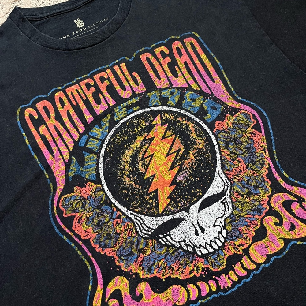 🐢 '22 Grateful Dead Band Flowered Funk Color Junk Food Thick Cotton Skull Tee - Picture 5 of 13